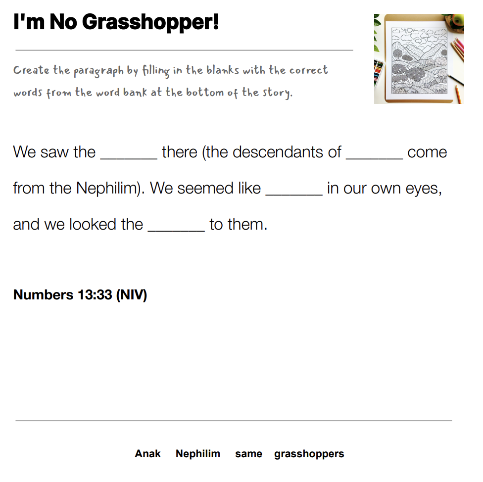 I'm No Grasshopper! fill-in-the-blank